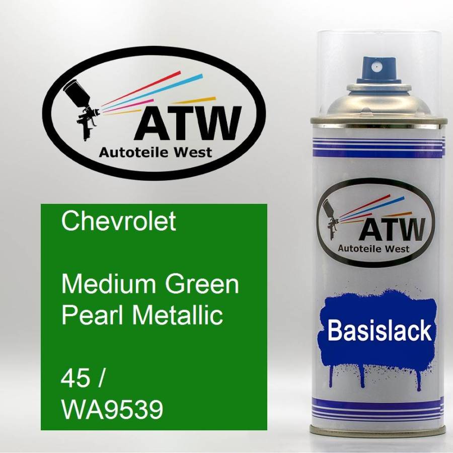 Chevrolet, Medium Green Pearl Metallic, 45 / WA9539: 400ml Sprühdose, von ATW Autoteile West.